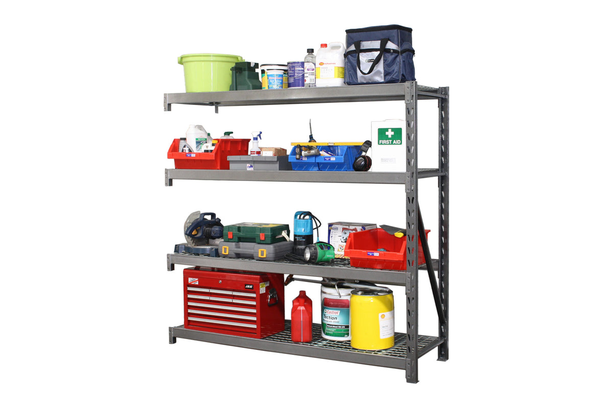 Summit Industrial Rack Shelving 4 Shelf Add-On Bay Kit - Links onto Starter Bay