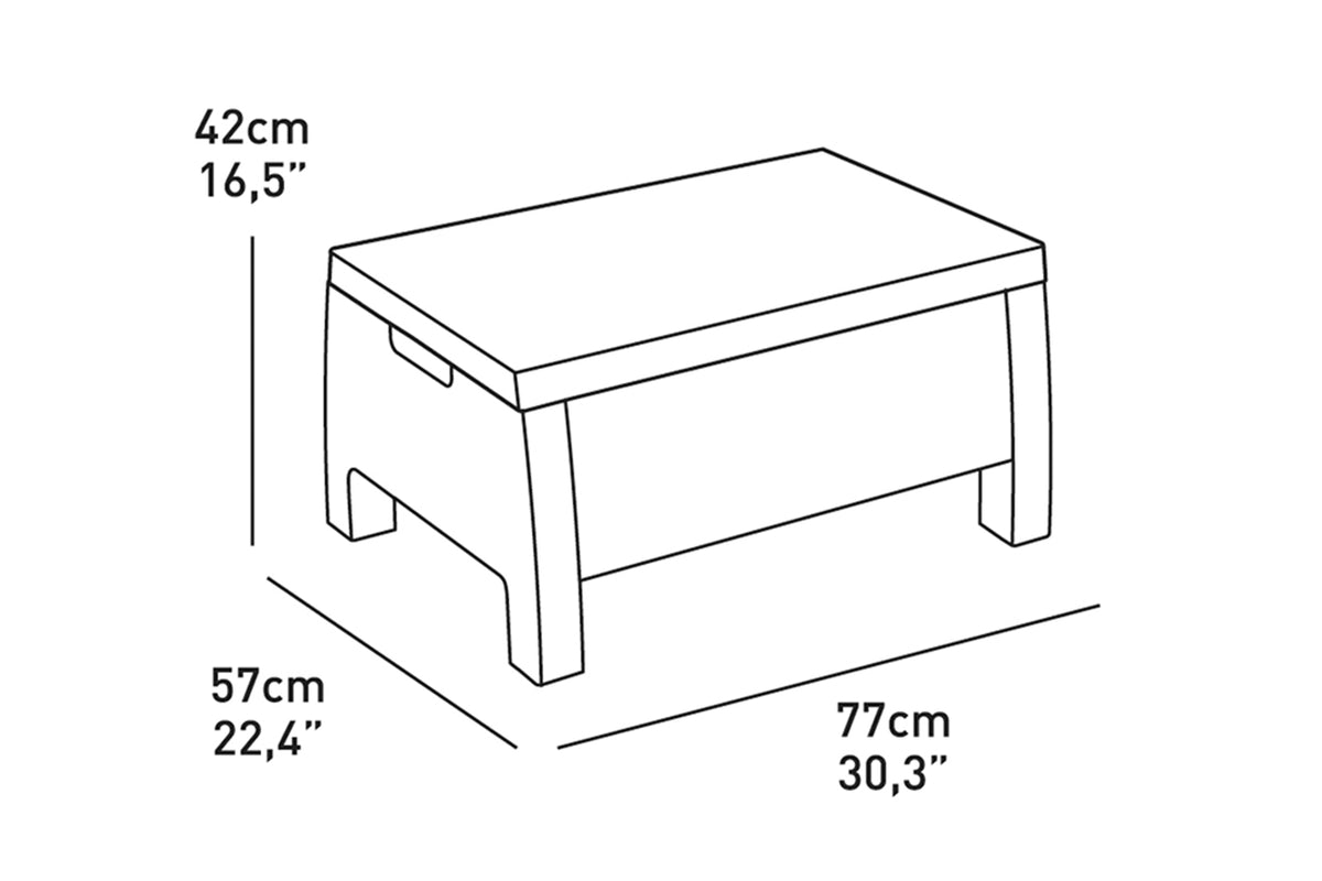 Keter Corfu 100L Resin Wicker Storage Table - Graphite