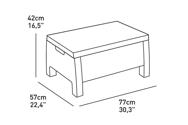 Keter Corfu 100L Resin Wicker Storage Table - Graphite