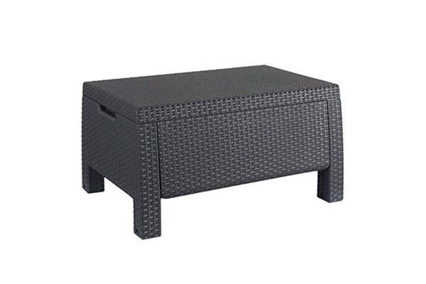 Keter Corfu 100L Resin Wicker Storage Table - Graphite