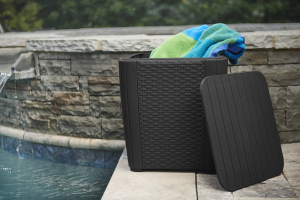 Keter Luzon Flat Wicker 44L Outdoor Storage Box Table - Anthracite