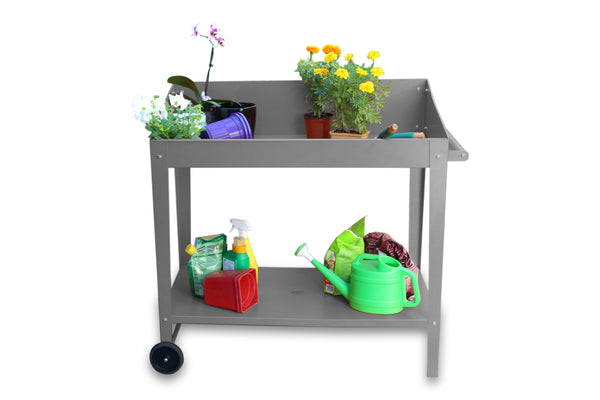 Greenlife Sturdy Mobile Potting Bench - 1000 x 550 x 1010mm - Slate Grey