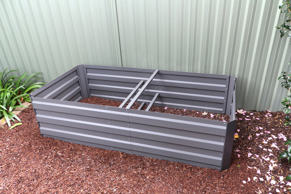 Greenlife Premium Large Raised Garden Bed with 4 Support Braces - 1800 x 900 x 450mm - Slate Grey