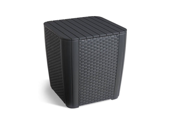 Keter Luzon Flat Wicker 44L Outdoor Storage Box Table - Anthracite