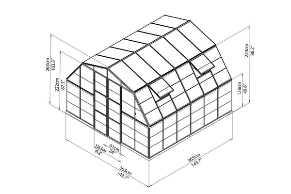 Maze Americana Premium Polycarbonate Greenhouse 12' x 12'