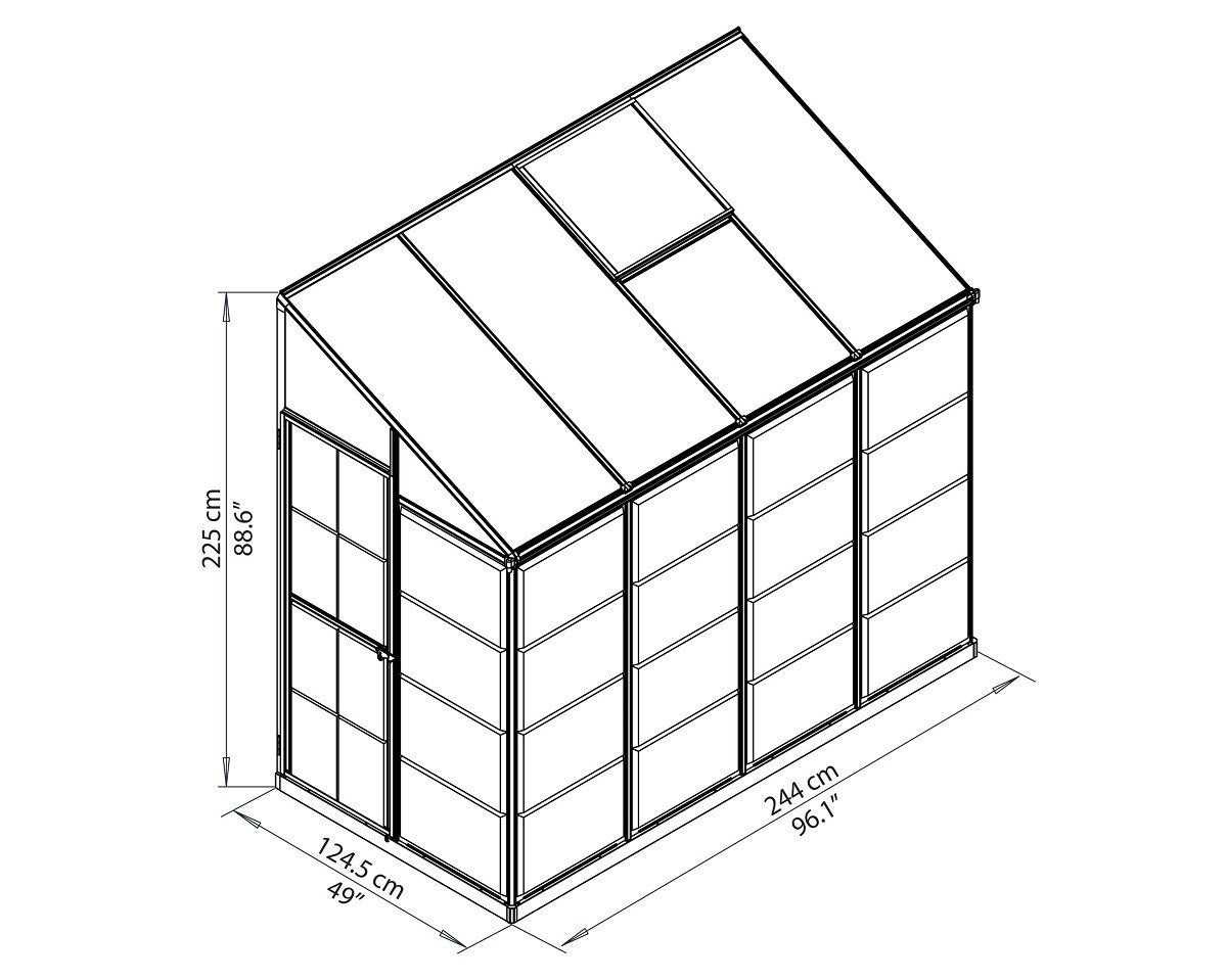 Maze Lean-To Premium Polycarbonate Greenhouse 8' x 4' (2.5m x 1.3m)