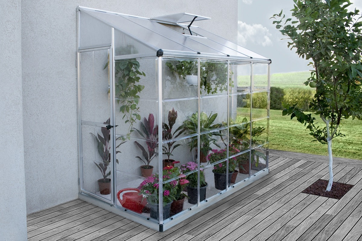 Maze Lean-To Premium Polycarbonate Greenhouse 8' x 4' (2.5m x 1.3m)