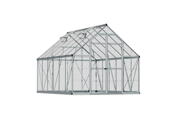 Maze Octave Premium Polycarbonate Greenhouse 8' x 12' - Silver Frame - Clear Roof