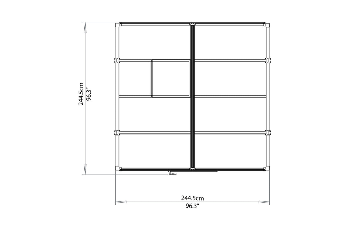 Maze Glory Premium Polycarbonate Greenhouse 8' x 8' Grey (2.5m x 2.5m)