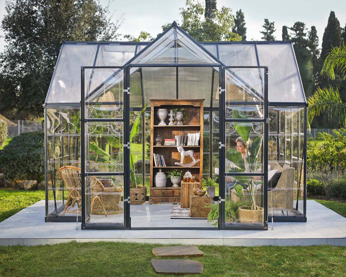 Maze Victory Premium Polycarbonate Greenhouse Grey (3.7m x 3.1m)