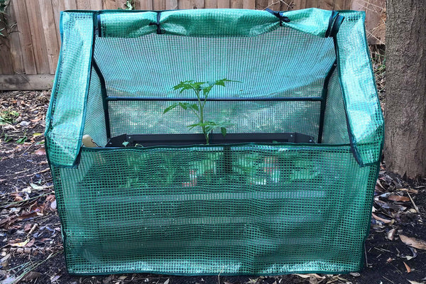 Patio Garden Bed with Base - Charcoal + Drop Over Greenhouse