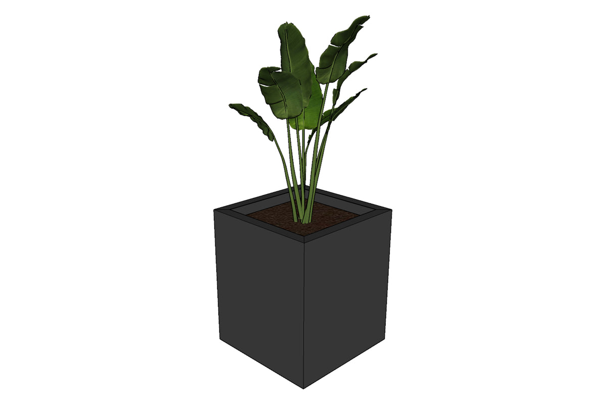 Greenlife Metal Designer Planter Box with Base 340 x 340 x 400mm Charcoal