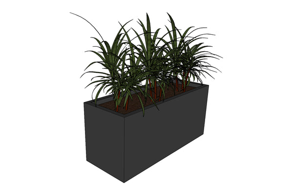 Greenlife Metal Designer Planter Box with Base 900 x 340 x 400mm Charcoal