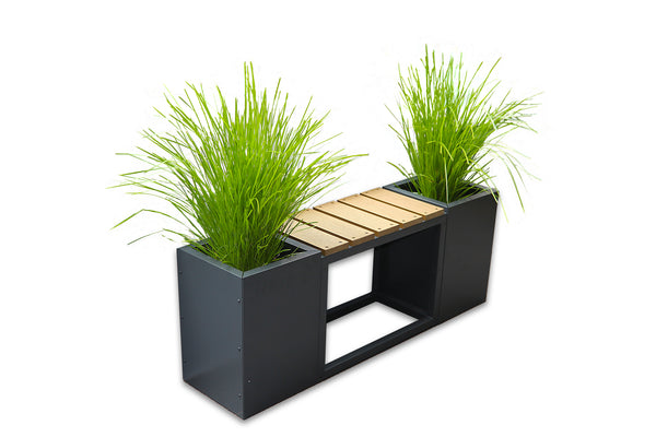 Greenlife Metal Designer Planter Boxes & Composite Seat - Charcoal