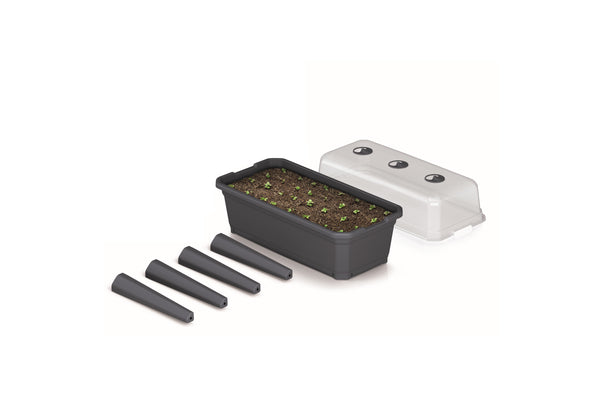 RESPANA Plastic Raised Garden Planter & Cloche Cover with Vents - Anthracite