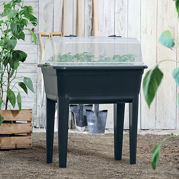 RESPANA Plastic Raised Garden Planter & Cloche Cover with Vents - Anthracite