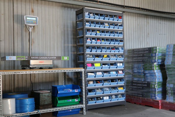 Summit Rivet Bin Shelving Units with Plastic Storage Bins - 70 Bins