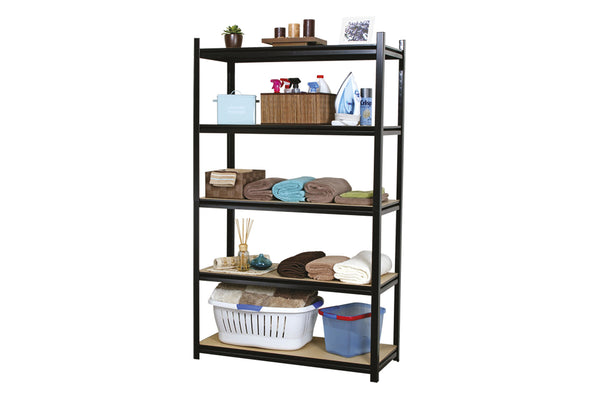 Summit Studio Garage Rivet Shelving with Beech Shelves 1800H x 900W x 450D - Black