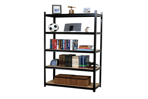 Summit Studio Garage Rivet Shelving with Beech Shelves 1800H x 1200W x 450D - Black