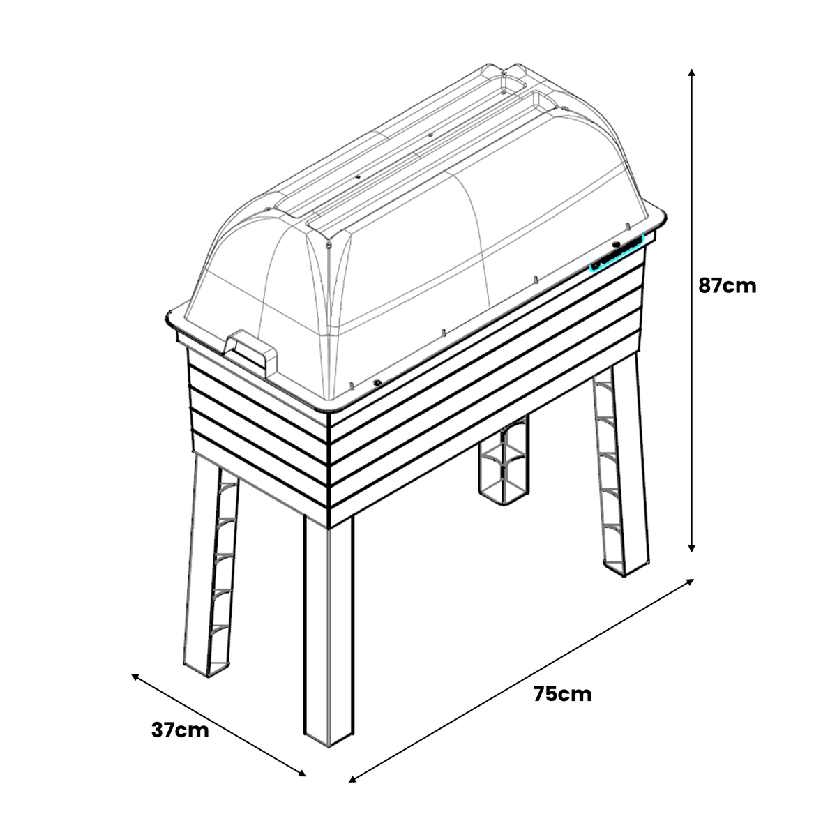 URBAN Plastic Raised Garden Planter & Cloche Cover 870H x 750W x 370D - Brown