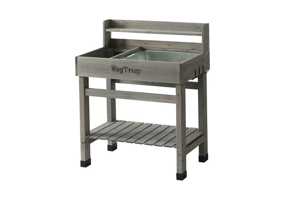 VegTrug Deluxe Wooden Raised Potting Bench - Grey Wash