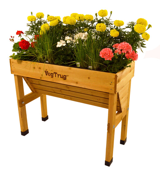 VegTrug Wooden Raised Planter Natural - Wallhugger Small