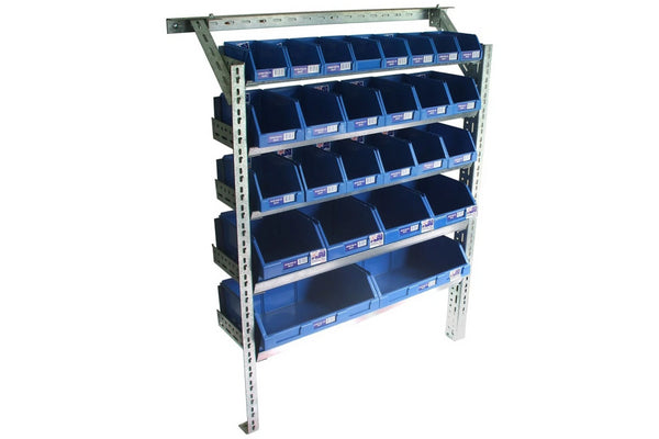 Summit Van Rack Shelving Storage Kit Frame with Fischer Plastic Bins