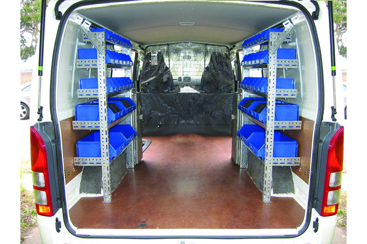 Summit Van Rack Shelving Storage Kit Frame with Fischer Plastic Bins