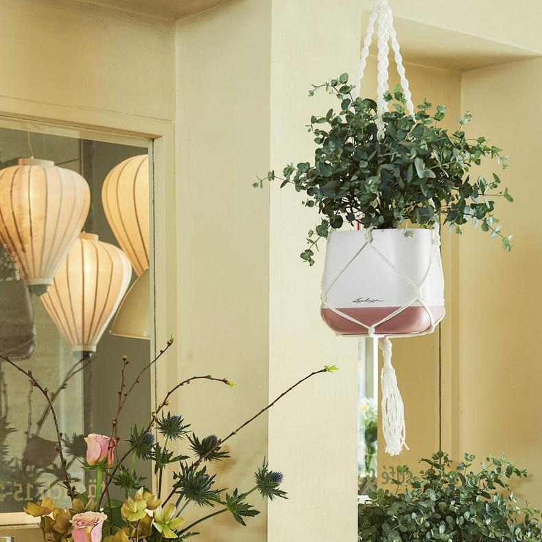 lechuza hanging planter Lechuza Macramé hanger for YULA Planter - White