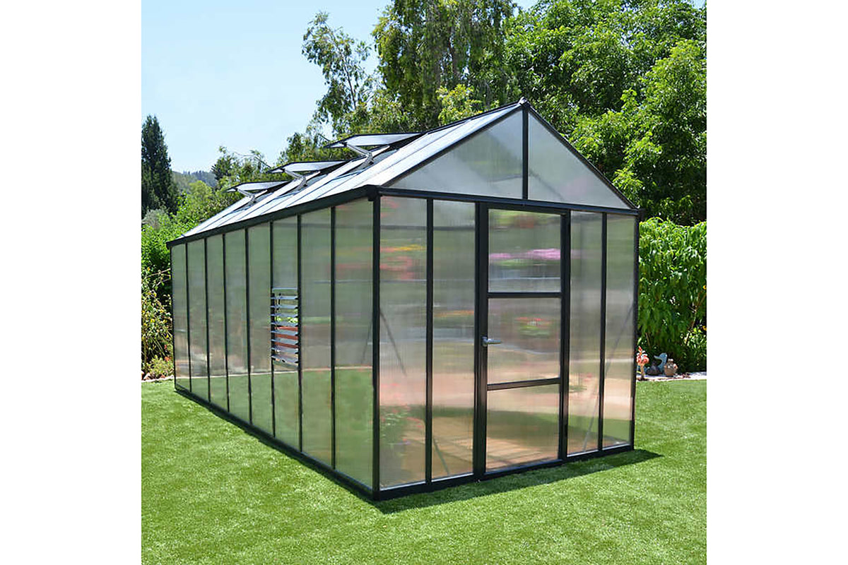 Maze Glory Polycarbonate Greenhouse 8' x 16' Grey (2.5m x 4.9m)