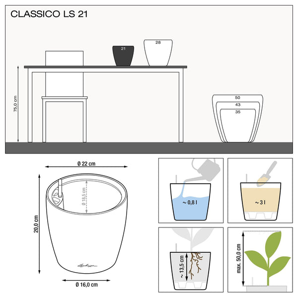 Lechuza Self-Watering Pot - CLASSICO LS 21 Premium