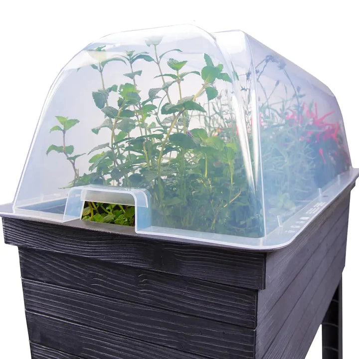 URBAN Plastic Raised Garden Planter & Cloche Cover 870H x 750W x 370D - Brown