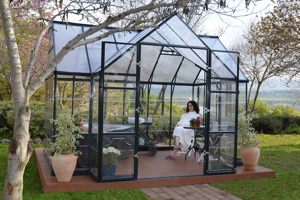 Maze Victory Premium Polycarbonate Greenhouse Grey (3.7m x 3.1m)