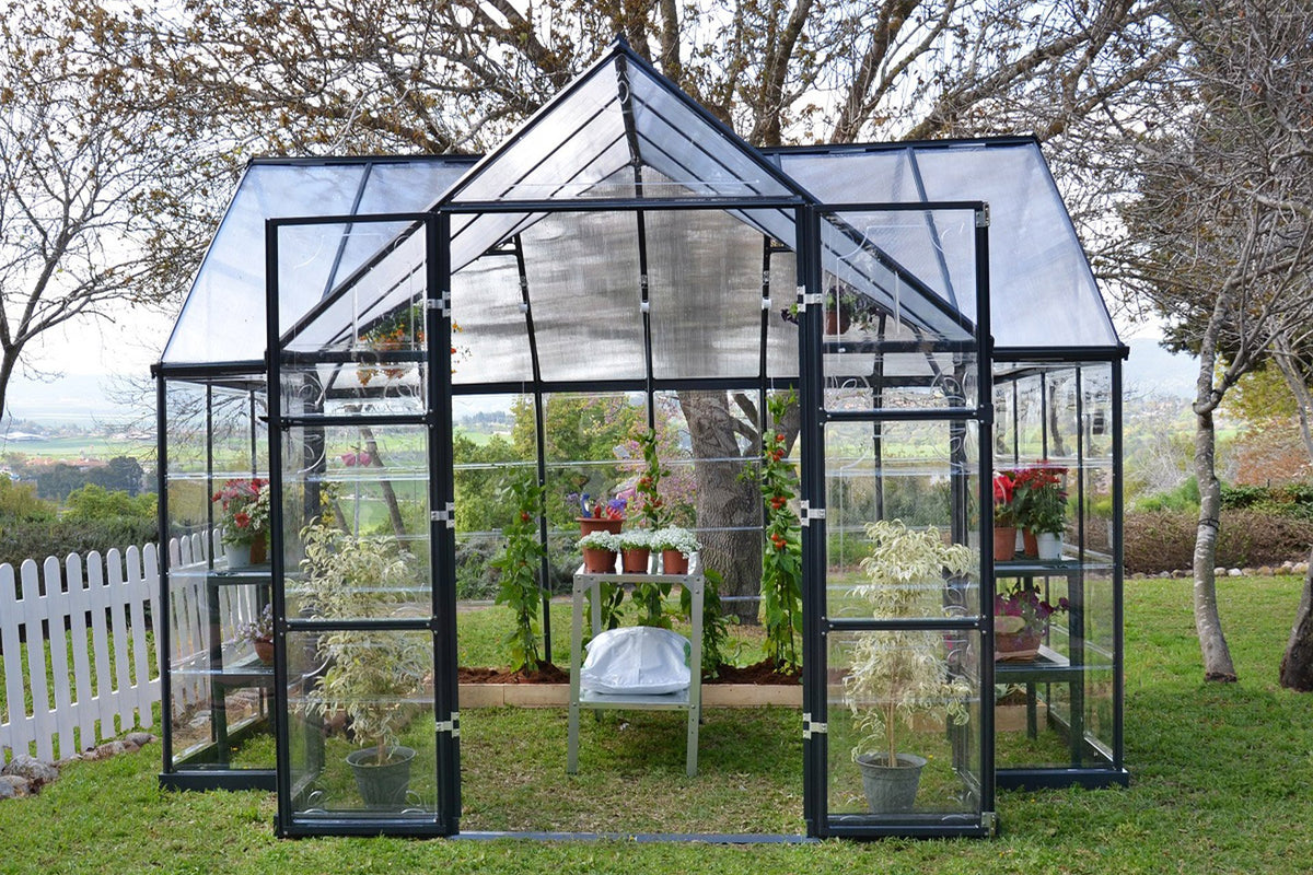 Maze Victory Premium Polycarbonate Greenhouse Grey (3.7m x 3.1m)